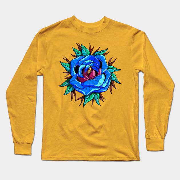 Blue rose Long Sleeve T-Shirt by InkSmith